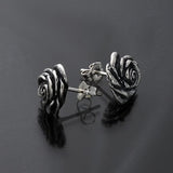 SMALL HEART ROSE STUD EARRINGS
