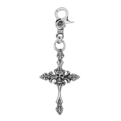 LARGE CROSS w/ SKULL & CROWN CLIP KEY CHAIN