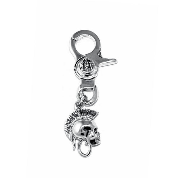 SMALL MOHAWK SKULL KEY CHAIN w/ CROWN CLIP