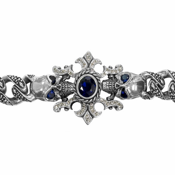 TRIBAL LINK WALLET CHAIN w/ SKULL AMULET & CZs