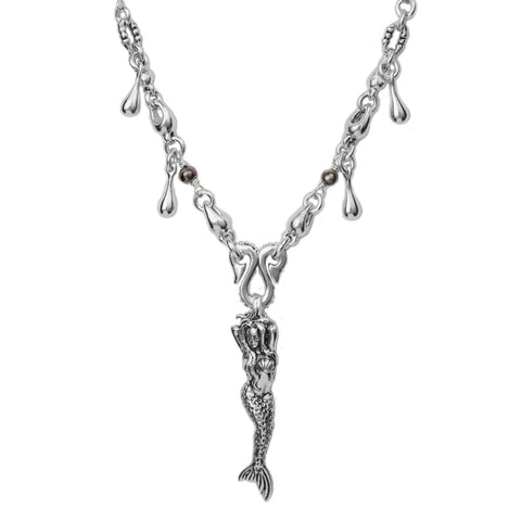 SEASHELL CHAIN w/ WATER DROP, BEADS & MERMAID
