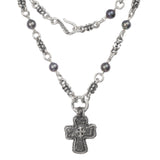 LAVA CROSS NECKLACE w/ PEARLS