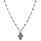 LAVA CROSS NECKLACE w/ PEARLS