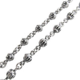 CARVED SKULL & BONES NECKLACE w/ 3 FEATHERS