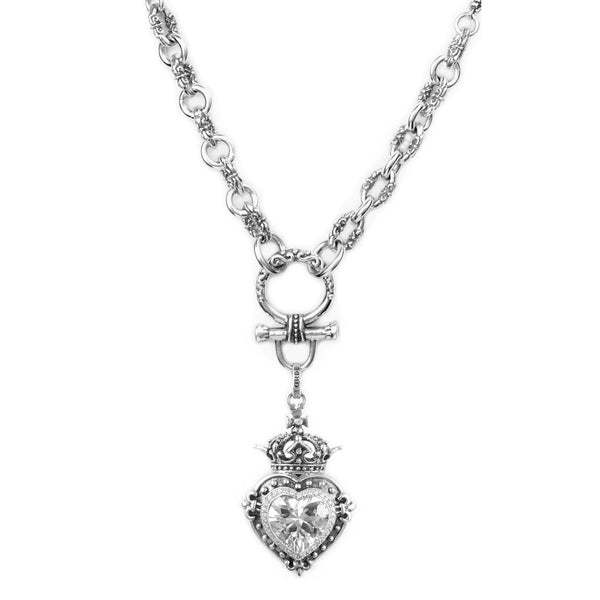 PEEZY CHAIN w/ LARGE DEMI GOD HEART w/ CZ & PCZ