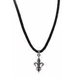 LEATHER NECKLACE w/ REGAL FLEUR-DE-LYS
