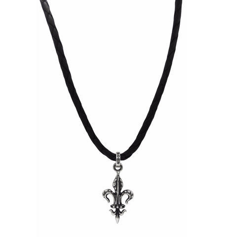 LEATHER NECKLACE w/ REGAL FLEUR-DE-LYS