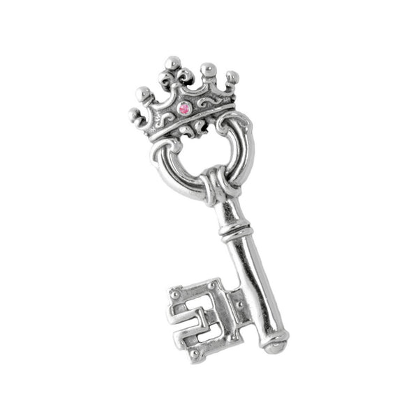 LARGE KEY PENDANT w/ CROWN & CZ