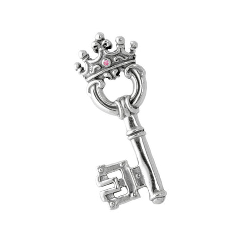 LARGE KEY PENDANT w/ CROWN & CZ