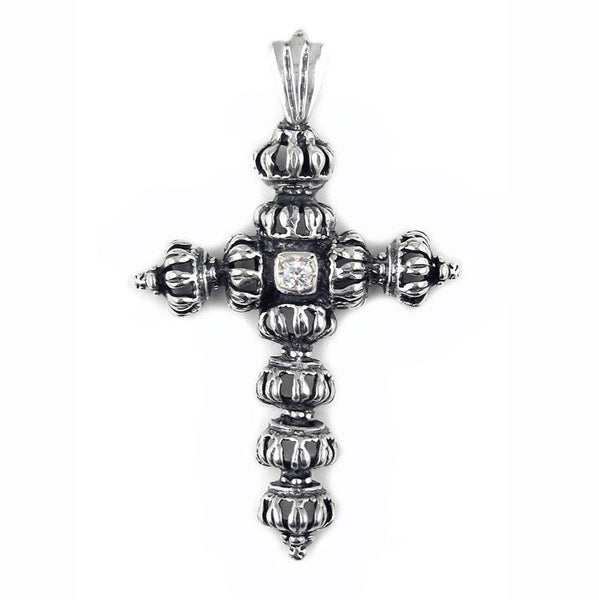 REPEATED CROWN CROSS w/ PRECIOUS STONE