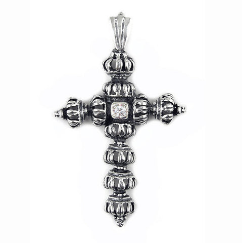 REPEATED CROWN CROSS w/ PRECIOUS STONE