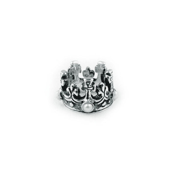 TINY REGAL CROWN PENDANT w/ PEARLS