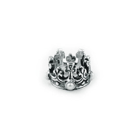 TINY REGAL CROWN PENDANT w/ PEARLS