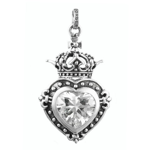 LARGE DEMI GOD HEART PENDANT w/ CROWN