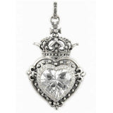 LARGE DEMI GOD HEART PENDANT w/ CZ & PAVÉ CZ
