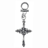 LARGE FLEUR DES LIS CROSS PENDANT w/ CENTER EMBLEM & BIG TOGGLE