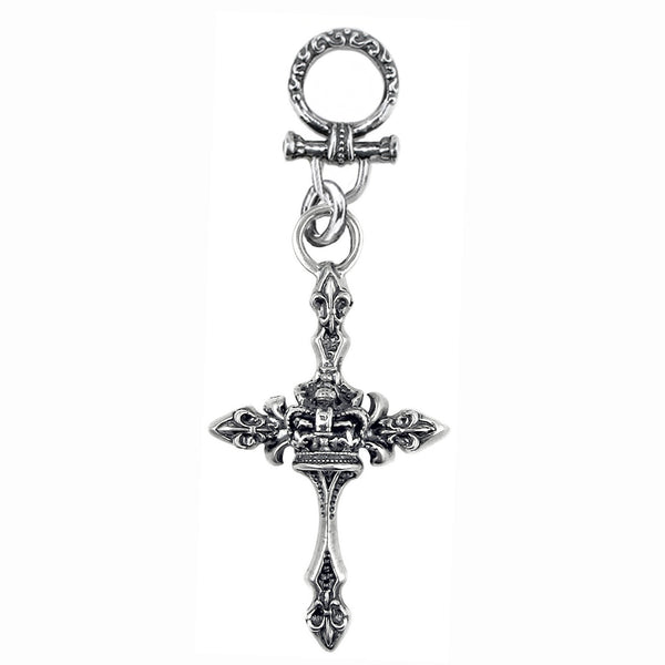 LARGE FLEUR DES LIS CROSS PENDANT w/ CENTER EMBLEM & BIG TOGGLE
