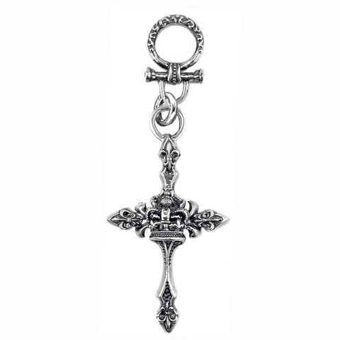 LARGE FLEUR DES LIS CROSS PENDANT w/ CENTER EMBLEM & BIG TOGGLE