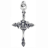 LARGE FLEUR DES LIS CROSS PENDANT w/ CENTER EMBLEM