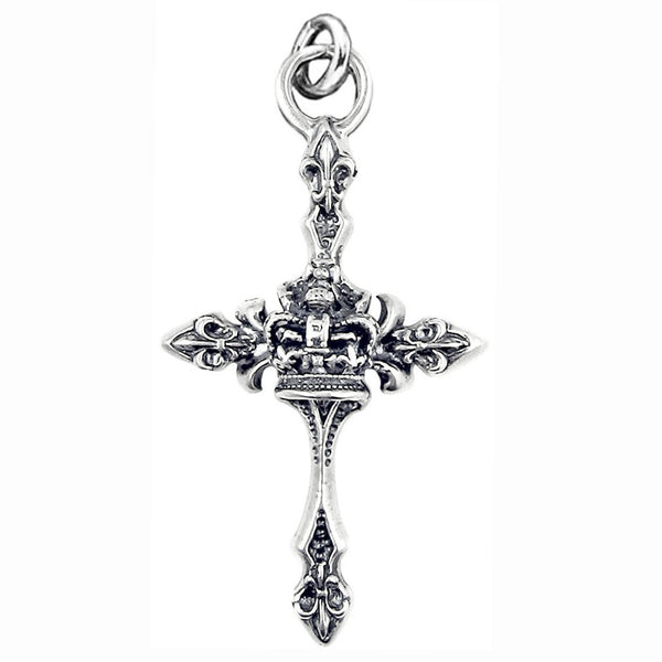 LARGE FLEUR DES LIS CROSS PENDANT w/ CENTER EMBLEM