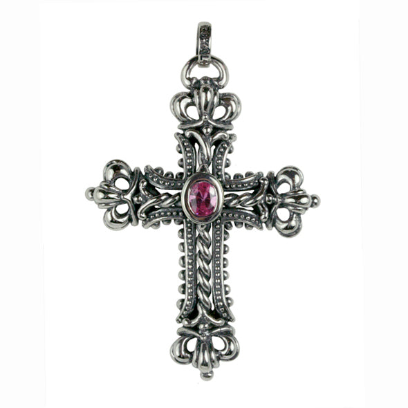 CORONATION CROSS PENDANT w/ CROWNS & CZ