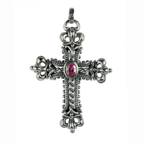 CORONATION CROSS PENDANT w/ CROWNS & CZ
