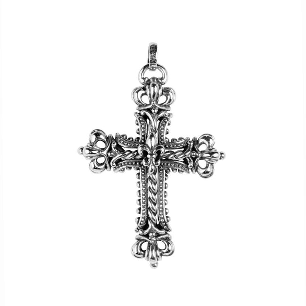 SMALL CORONATION CROSS PENDANT w/ CROWNS & FLEUR DES LIS