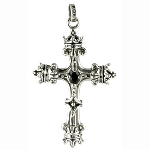 SARAH CROSS OF CROWNS PENDANT w/ CZ