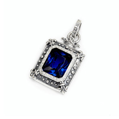 DEMI GOD SQUARE PENDANT w/ CZ & PAVÉ CZ BEZEL