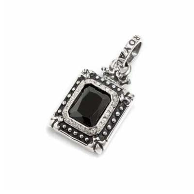DEMI GOD SQUARE PENDANT w/ ONYX & PAVÉ DIAMOND BEZEL