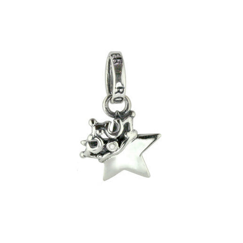 TINY SOLID STAR PENDANT w/ CROWN & CZ