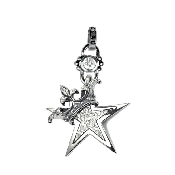 STAR PENDANT w/ CROWN, CZ JUMP RING, & PAVÉ CZ