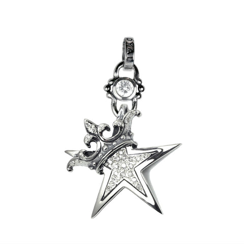 STAR PENDANT w/ CROWN, CZ JUMP RING, & PAVÉ CZ