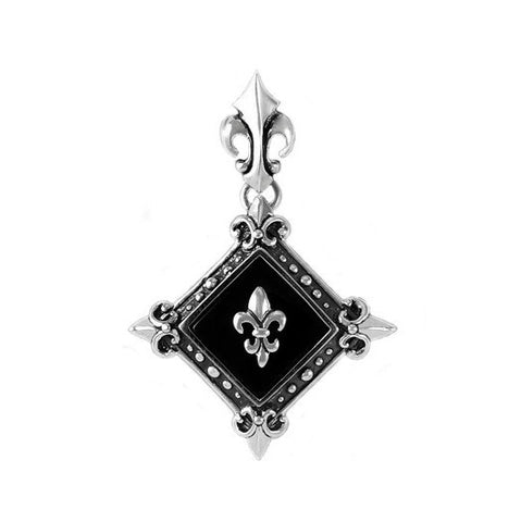 FLEUR-DE-LYS FRAMED ONYX PENDANT w/ FLEUR-DE-LYS EMBLEM