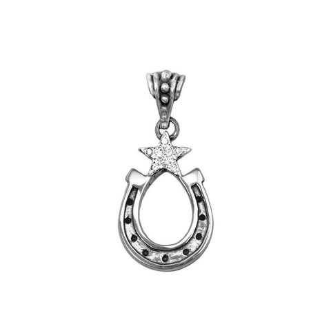 LUCKY STAR HORSESHOE PENDANT w/ PAVÉ DIAMOND STAR