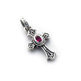 SMALL CARVED CROSS PENDANT w/ CZ
