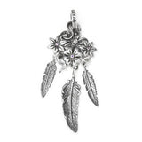 CACTUS BLOSSOM PENDANT w/ CZ & FEATHERS