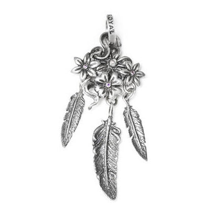 CACTUS BLOSSOM PENDANT w/ CZ & FEATHERS