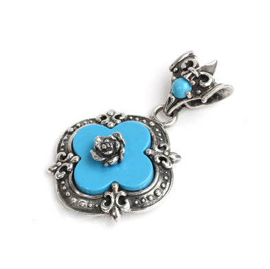 CLOVER ROSE PENDANT w/ TURQUOISE