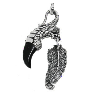 ONYX CLAW PENDANT w/ FEATHER
