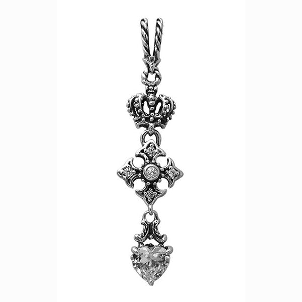 SMALL ANTOINETTE FLEUR DES LIS CROSS PENDANT w/ AMELIA HEART