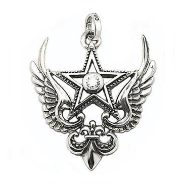 MAGESTIQUE WINGED STAR PENDANT w/ CZ