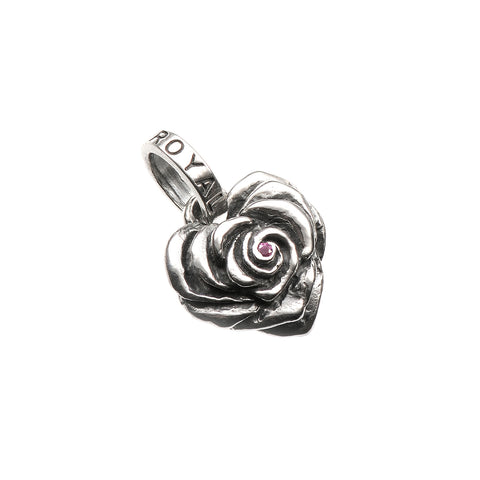 SMALL HEART ROSE PENDANT w/ CZ