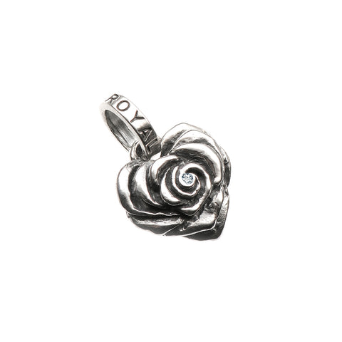 SMALL HEART ROSE PENDANT w/ DIAMOND