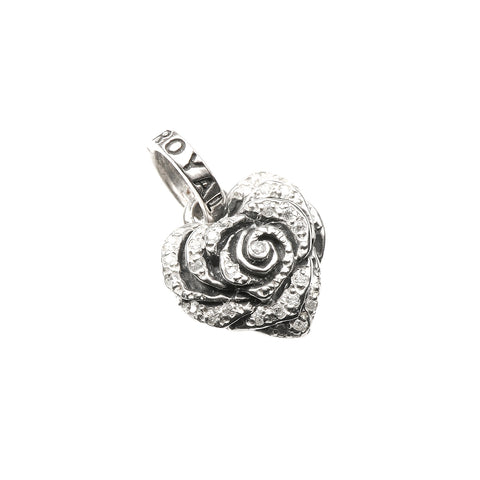 SMALL HEART ROSE PENDANT w/ PAVÉ CZ