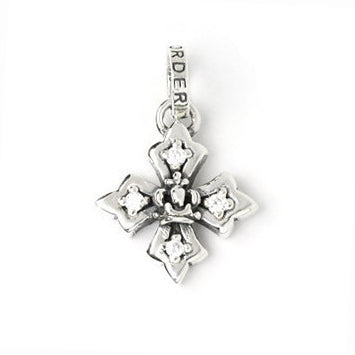 SMALL HARMONY CROSS PENDANT w/ CROWN & SIDE CZS
