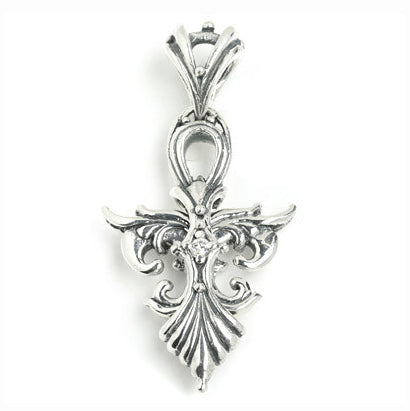 TRAPEZE CROSS PENDANT w/ CZ