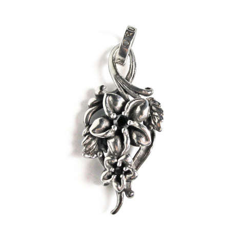 DOUBLE PLUMERIA PENDANT w/ CZ