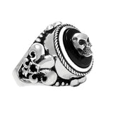 OVAL ONYX FRAME RING w/ CENTER EMBLEM & CZs