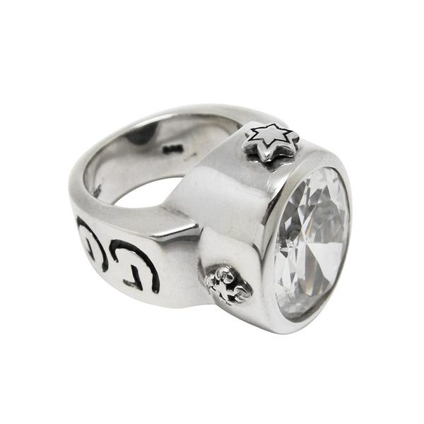GOD OVAL RING w/ CZ